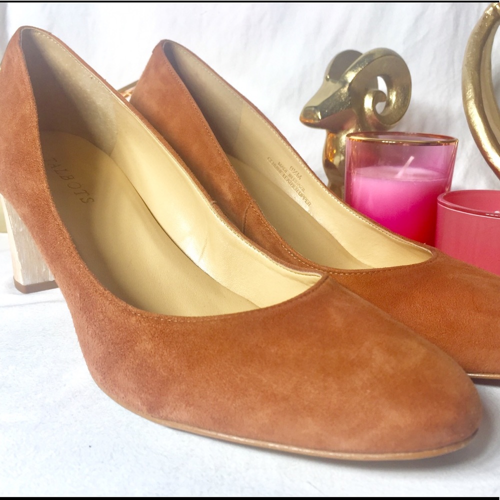Talbots Ellery Wood Block Heel Suede Pumps